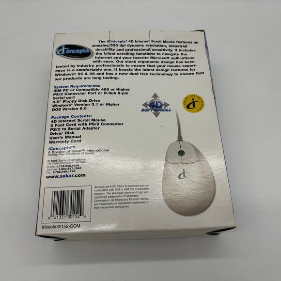 Vtg Iconcepts 4D Internet Soft Scroll Mouse Windows 95 98 Computer Laptop 520dpi - Picture 3 of 8